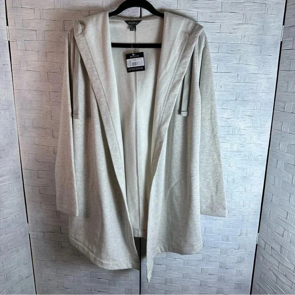 Eddie Bauer Womens Cardigan Hoodie pockets activewear Costal Grandma Cozycore - Picture 3 of 13